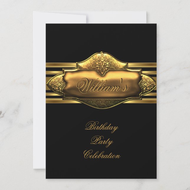 Elegant Black Gold Birthday Party Mens 60th Invitation (Front)