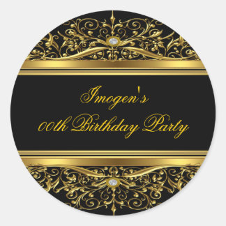 Elegant Black & Gold Birthday Sticker