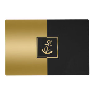 Elegant Black & Gold Boat Anchor Modern Design Fle Placemat
