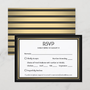 Elegant Black & Gold Border and Meal Options RSVP Card