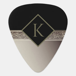 Elegant Black & Gold Border Guitar Pick