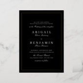 Elegant black gold borders minimalist wedding foil invitation (Standing Front)