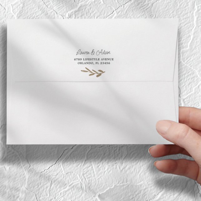 Elegant Black & Gold Botanical Return Address  Envelope (Creator Uploaded)