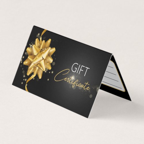 Elegant Black Gold Bow Classy Luminous Gift Card