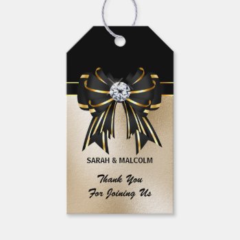 Elegant Black Gold Bow Diamond Chic Favor Gift Tags by mensgifts at Zazzle