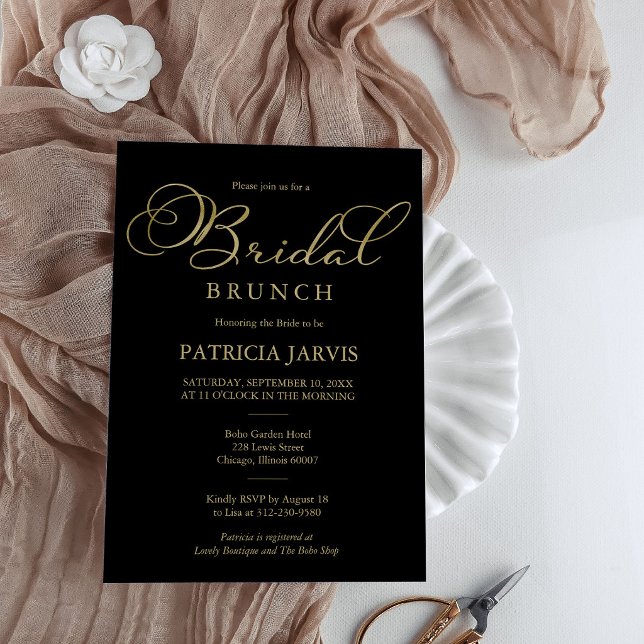 Elegant Black Gold Bridal Brunch Invitation (Creator Uploaded)