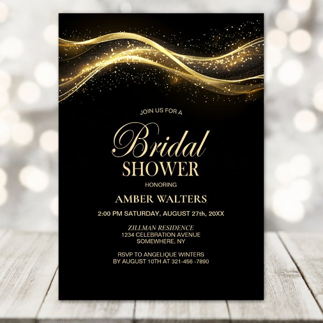 Elegant Black Gold Bridal Shower Invitation (Creator Uploaded)