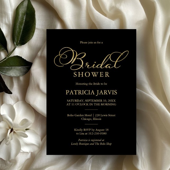 Elegant Black Gold Bridal Shower Invitation (Creator Uploaded)