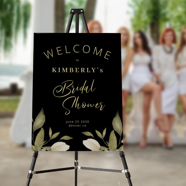 Elegant black gold bridal shower welcome sign (Creator Uploaded)