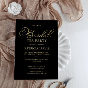 Elegant Black Gold Bridal Tea Party Invitation