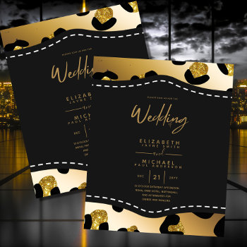 Elegant Black Gold Budget Wedding Invites by LowBudgetWedding at Zazzle
