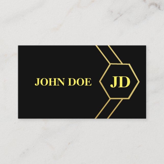 Elegant Black Gold Business Card (Front)