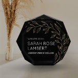 Elegant Black & Gold Business Employee Achievement Acrylic Award<br><div class="desc">Create professional corporate awards with this elegant black and gold award acrylic plaque design. This employee achievement award includes space for the custom award name and name of the winner with a delicate faux gold greenery background design which adds elegance and sophistication to this award. You can change all text...</div>