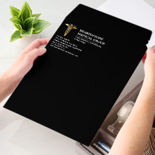 Elegant Black Gold Caduceus Medical Business Envelope Mailers