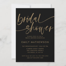 Elegant Black & Gold Calligraphy Bridal Shower