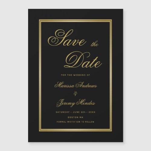 Elegant Black Gold Calligraphy Save the Date