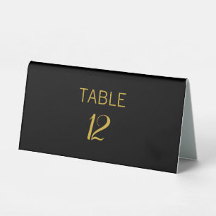 Elegant Black & Gold Calligraphy Table Number Table Tent