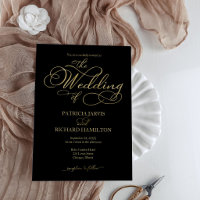 Elegant Black Gold Calligraphy Wedding