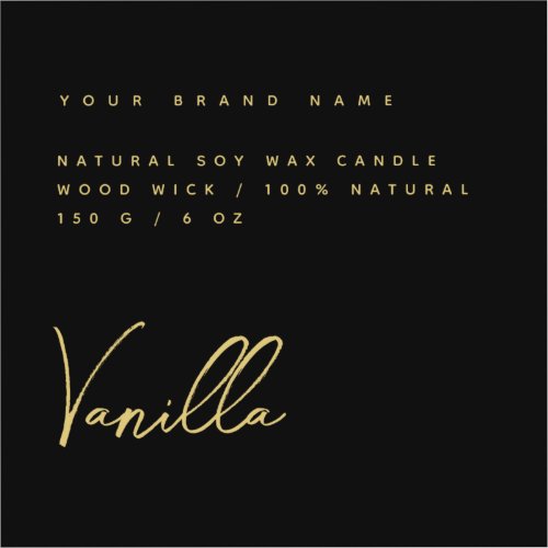 Elegant black gold candle product label