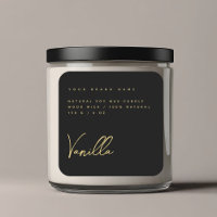 Elegant black gold candle product label