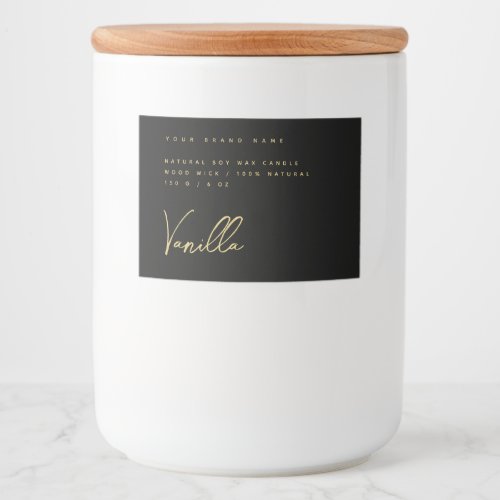 Elegant black gold candle product label
