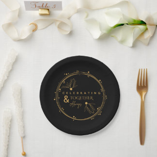 Elegant Black & Gold “Celebrating Together Always” Paper Plates