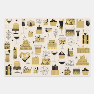 Elegant Black & Gold Celebration Gift Wrapping Paper Sheets