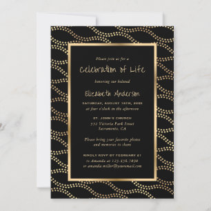 Elegant Black Gold Celebration of Life Invitation