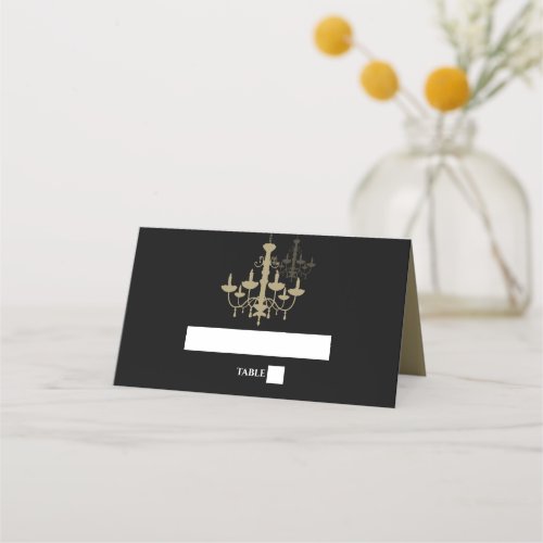 Elegant Black Gold Chandelier Wedding Invitations