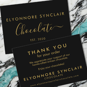 Elegant Black Gold Chocolate Business Thank You Card