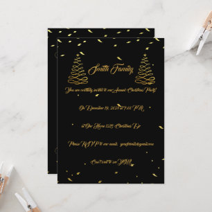 Elegant Black & Gold Christmas Entertaining Invitation