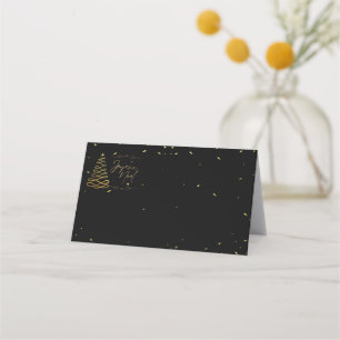 Elegant Black & Gold Christmas Entertaining Place Card