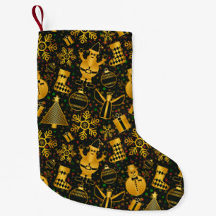 Elegant Black & Gold Christmas Holiday Small Christmas Stocking