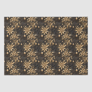 Elegant Black Gold Christmas Ornament Floral Tissue Paper