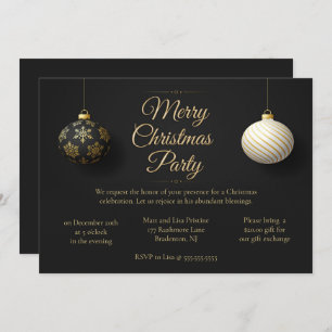Elegant Black & Gold Christmas Party Invitation