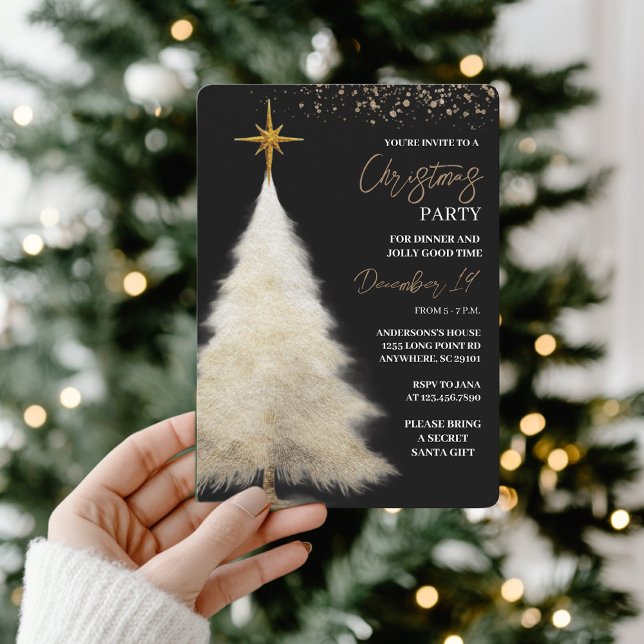 Elegant Black & Gold Christmas Party  Invitation (Creator Uploaded)