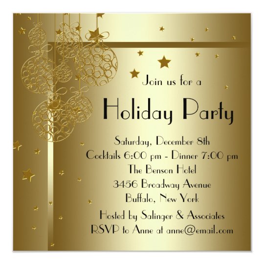 Elegant Black Gold Christmas Party Invitations | Zazzle.com