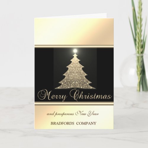 Elegant Black Gold  Christmas Tree Company Holiday Card