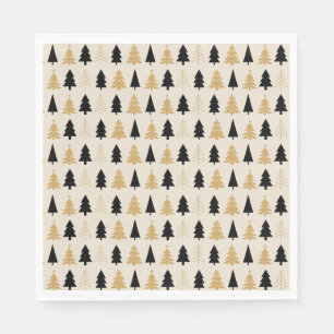 Elegant Black & Gold Christmas Tree Napkins