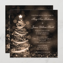 Elegant Black & Gold Christmas Wedding Invitation