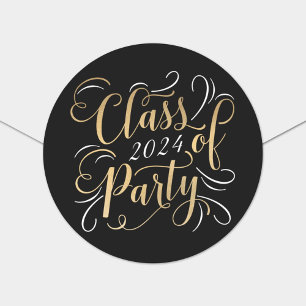 Elegant Black Gold Class of 2025 Graduation Classic Round Sticker