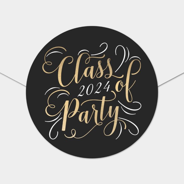 Elegant Black Gold Class of 2025 Graduation Classic Round Sticker (Creator Uploaded)