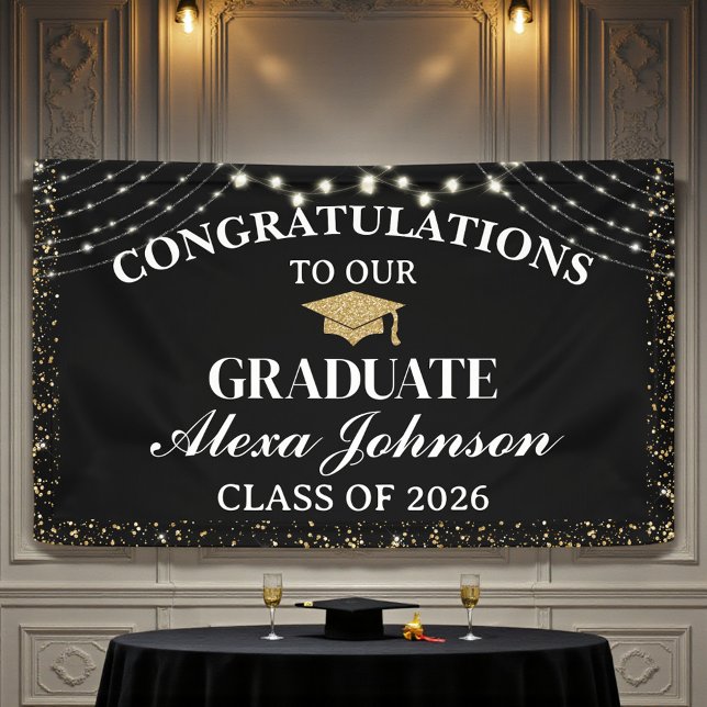 Elegant Black & Gold Class Of 2026 Graduation Banner (Creator Uploaded)