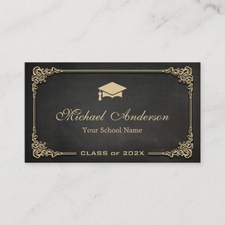 Elegant Black Gold Class Of Graduate Student Calling Card