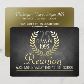 Elegant Black|Gold Class Reunion Invitation