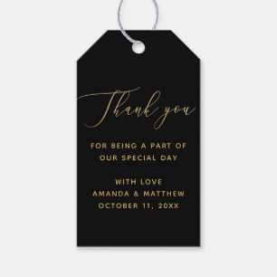 Elegant Black & Gold Classic Wedding Thank You Gift Tags