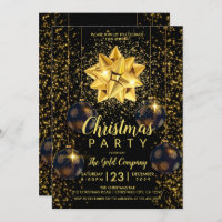 Elegant Black Gold Company Christmas Invitation