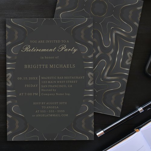 Elegant Black Gold Company Retirement Party Invitation