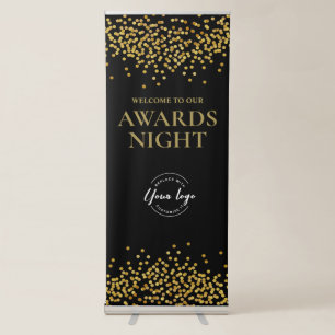 Elegant Black Gold Confetti Company AWARDS night Retractable Banner