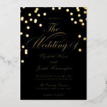 Elegant Black Gold Confetti Wedding  Foil Invitation